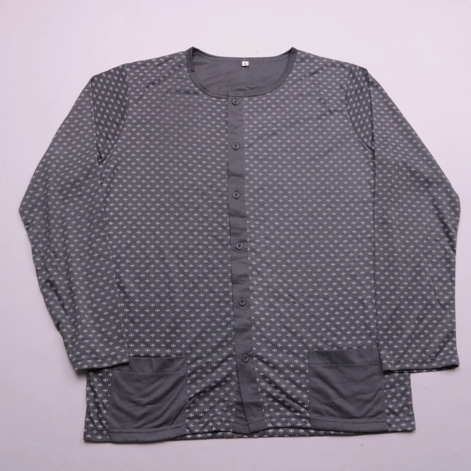 Серый женский кардиган с мелким узором, размер 48 (L)