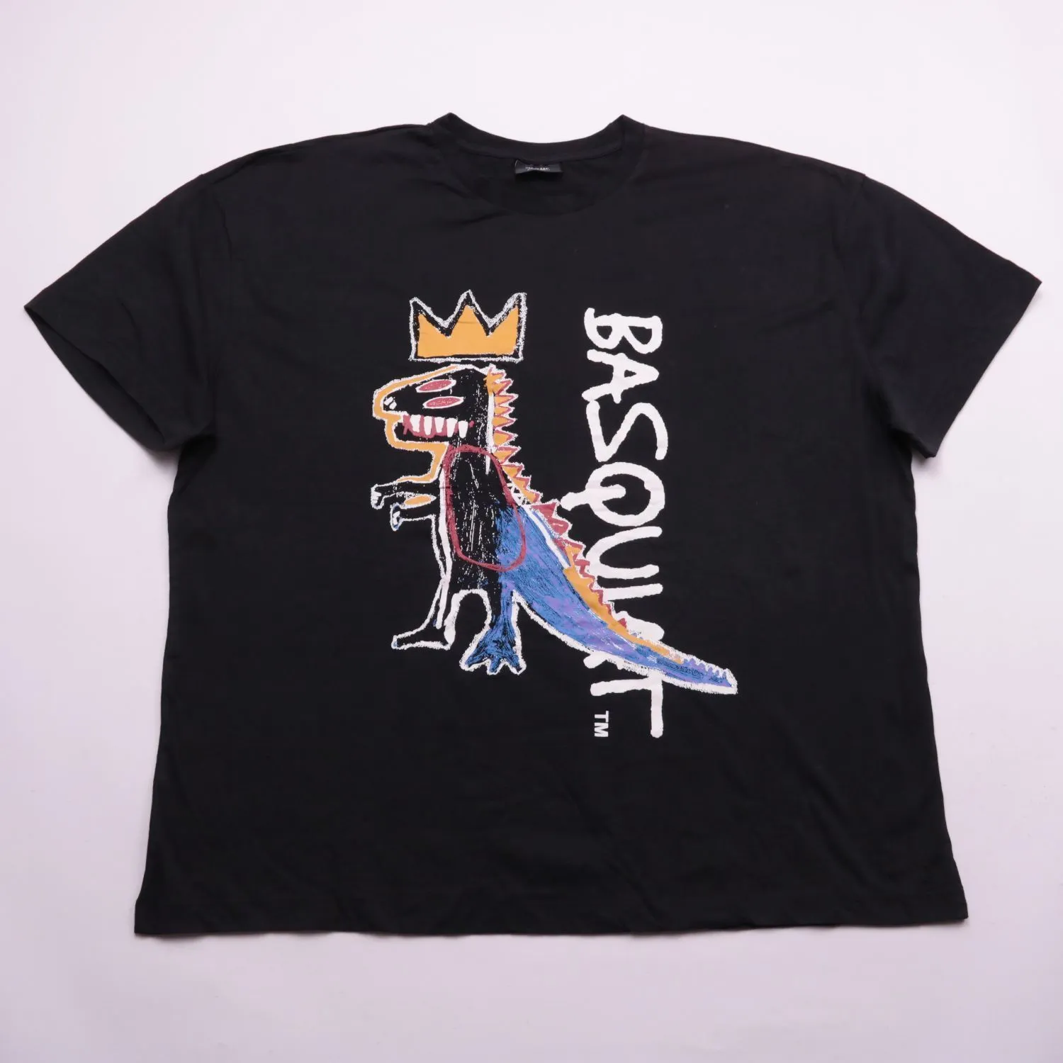 Чёрная футболка Basquiat Primark с ярким принтом, размер 60 (3XL)